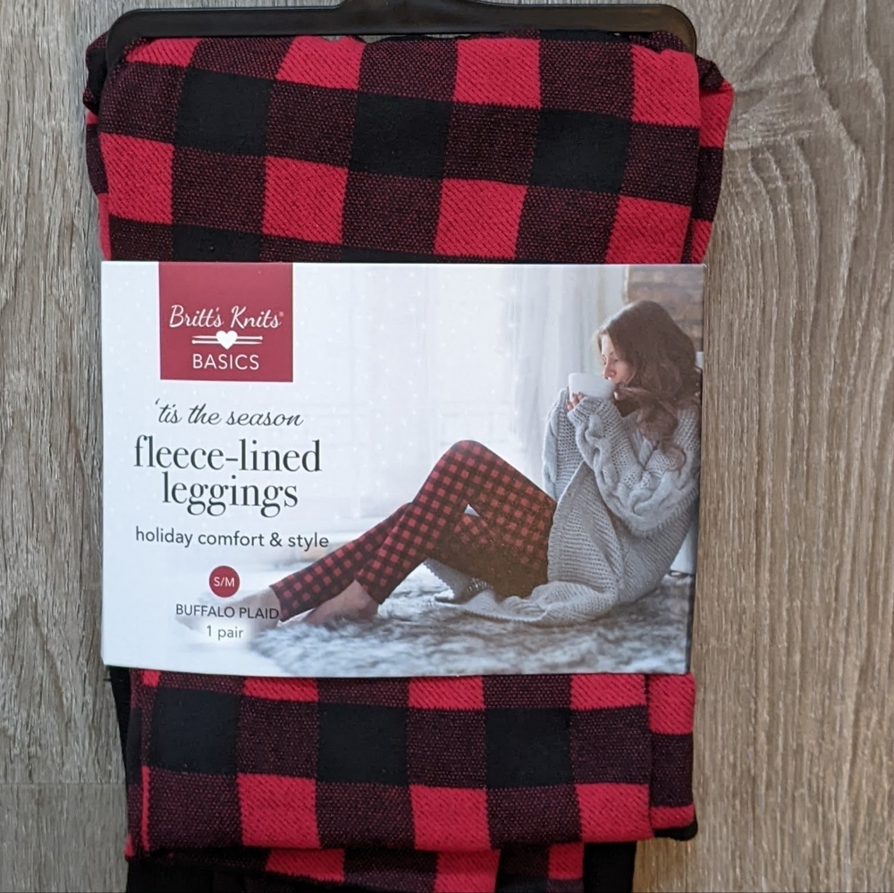 Buffalo plaid fleece-lined leggings